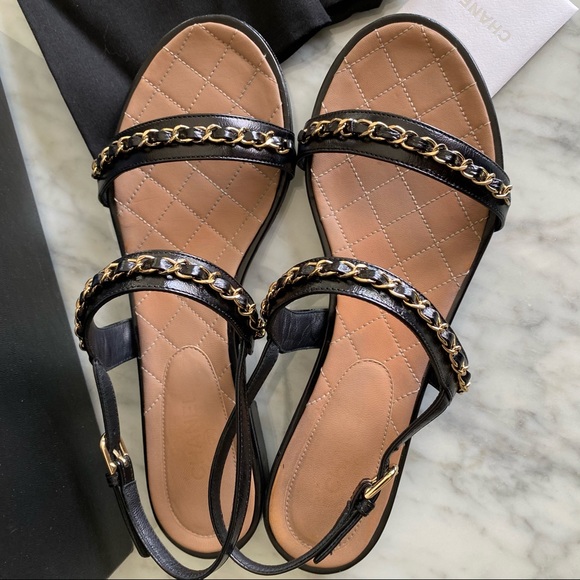 Authentic CHANEL CHAIN Gold strap sandals Rare💝 - Picture 6 of 15